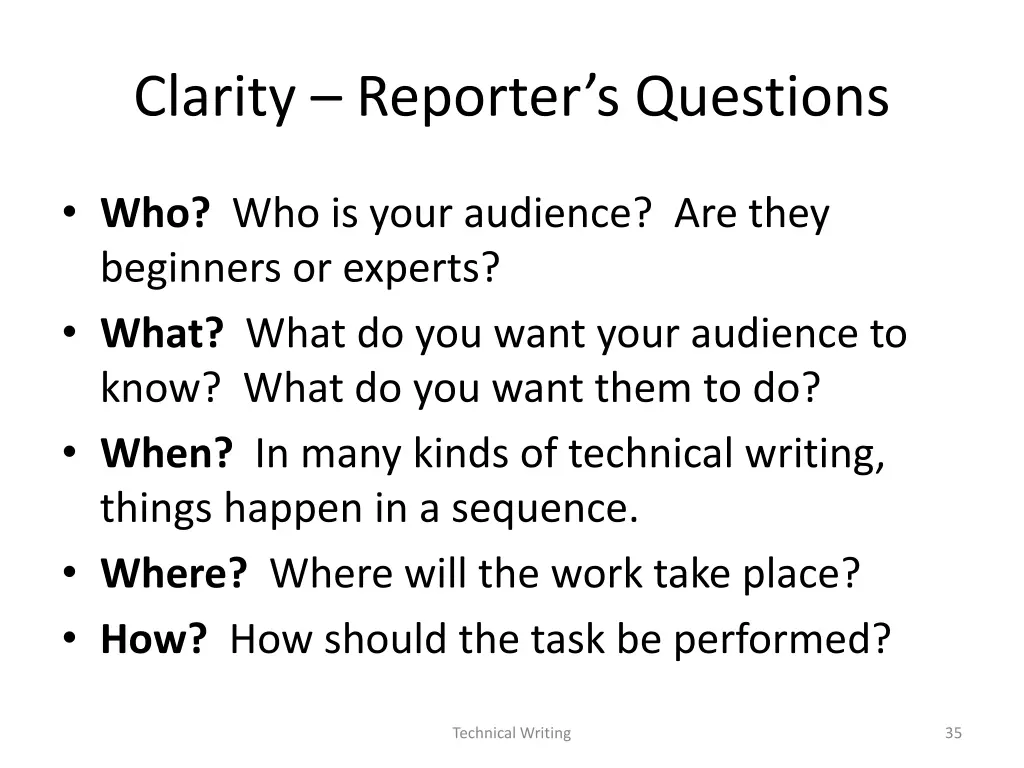 clarity reporter s questions