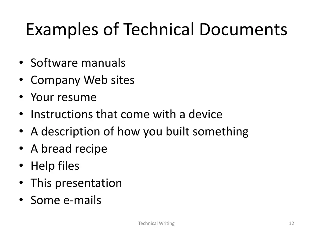 examples of technical documents