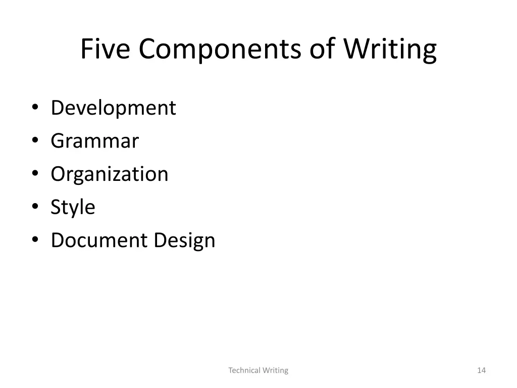 five components of writing