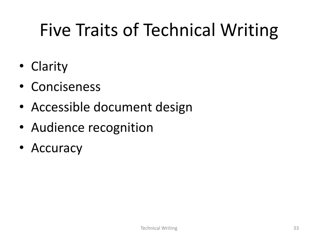 five traits of technical writing