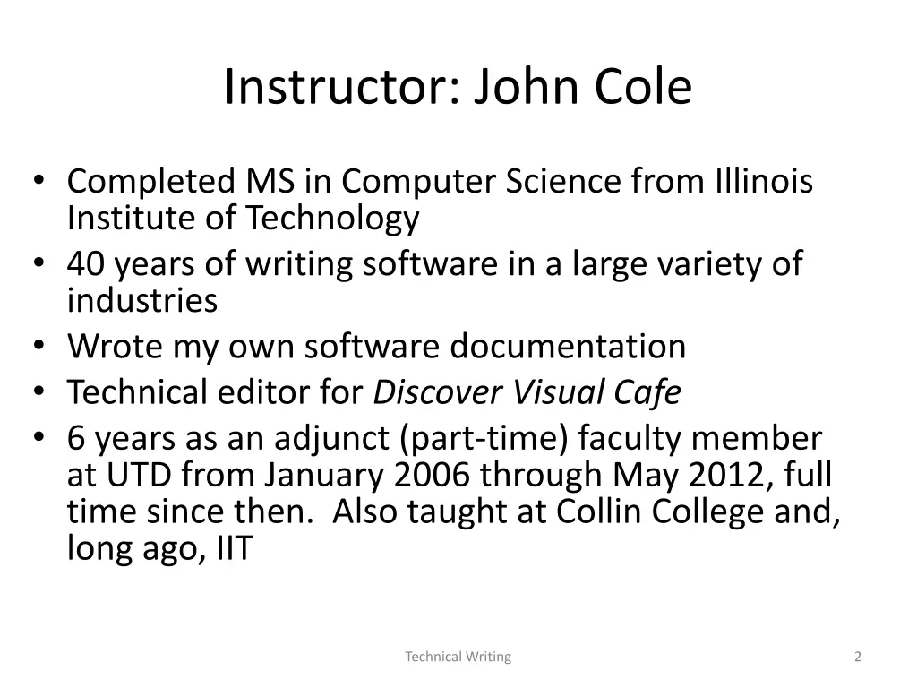 instructor john cole