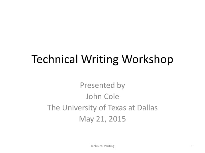 technical writing workshop