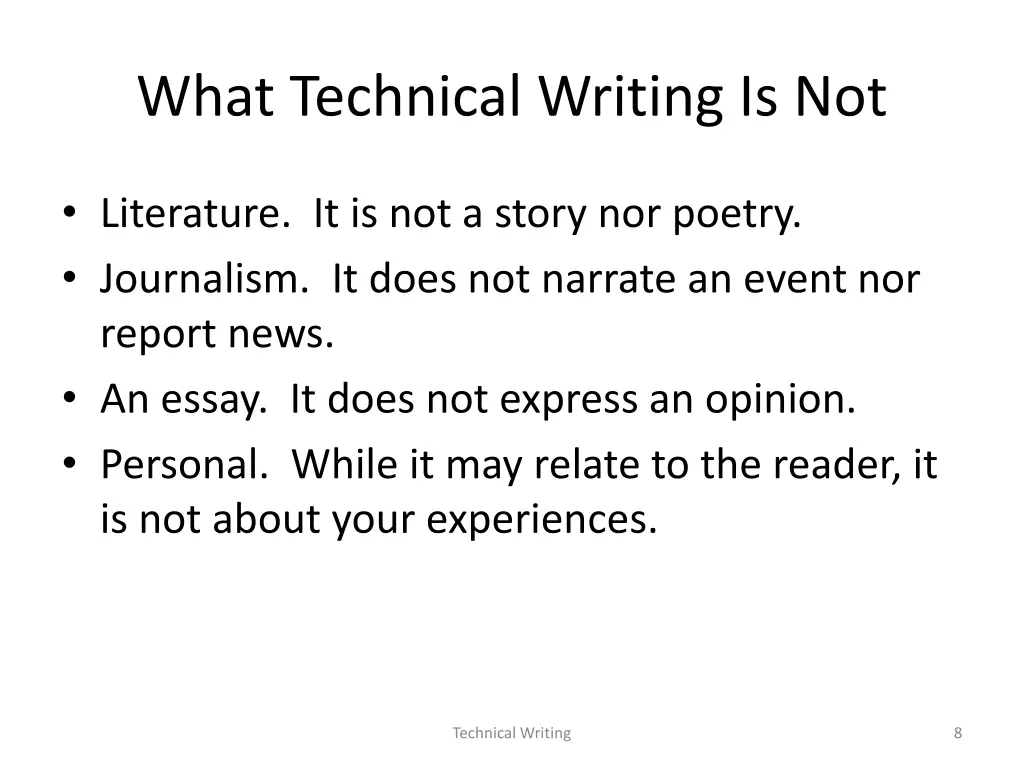 what technical writing is not