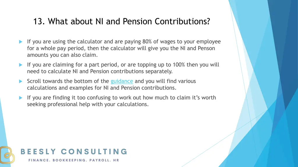 13 what about ni and pension contributions