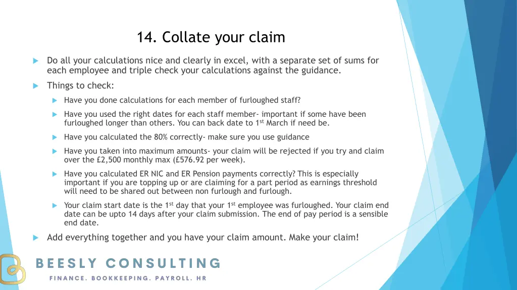 14 collate your claim