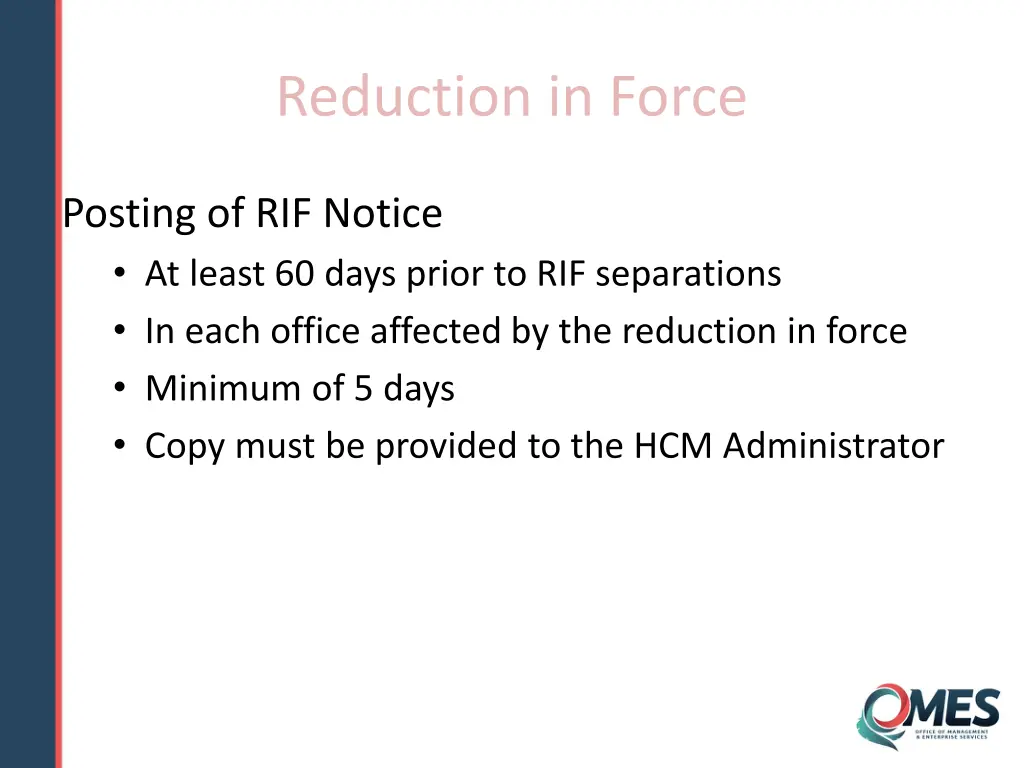 reduction in force 2