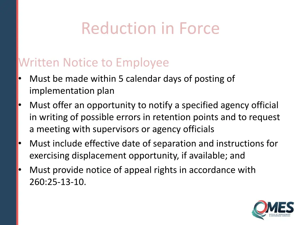 reduction in force 5