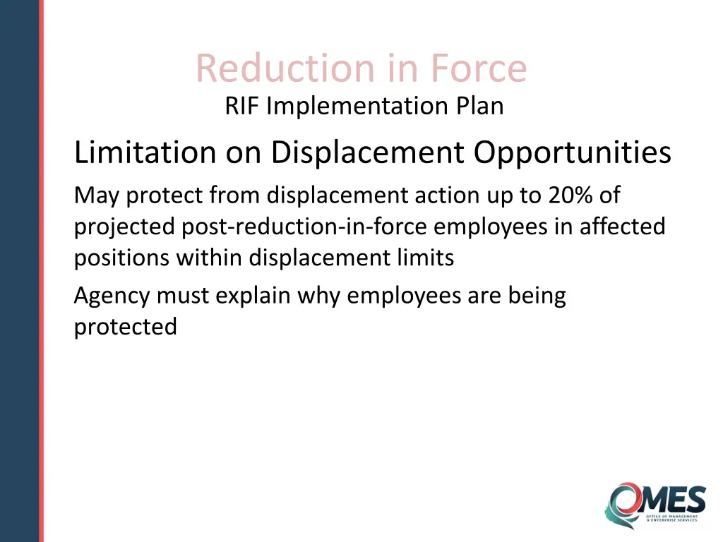 reduction in force rif implementation plan 5