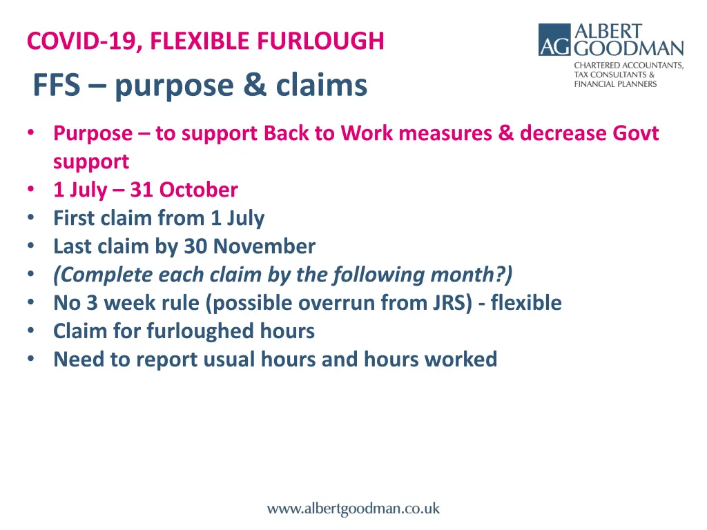 covid 19 flexible furlough ffs purpose claims