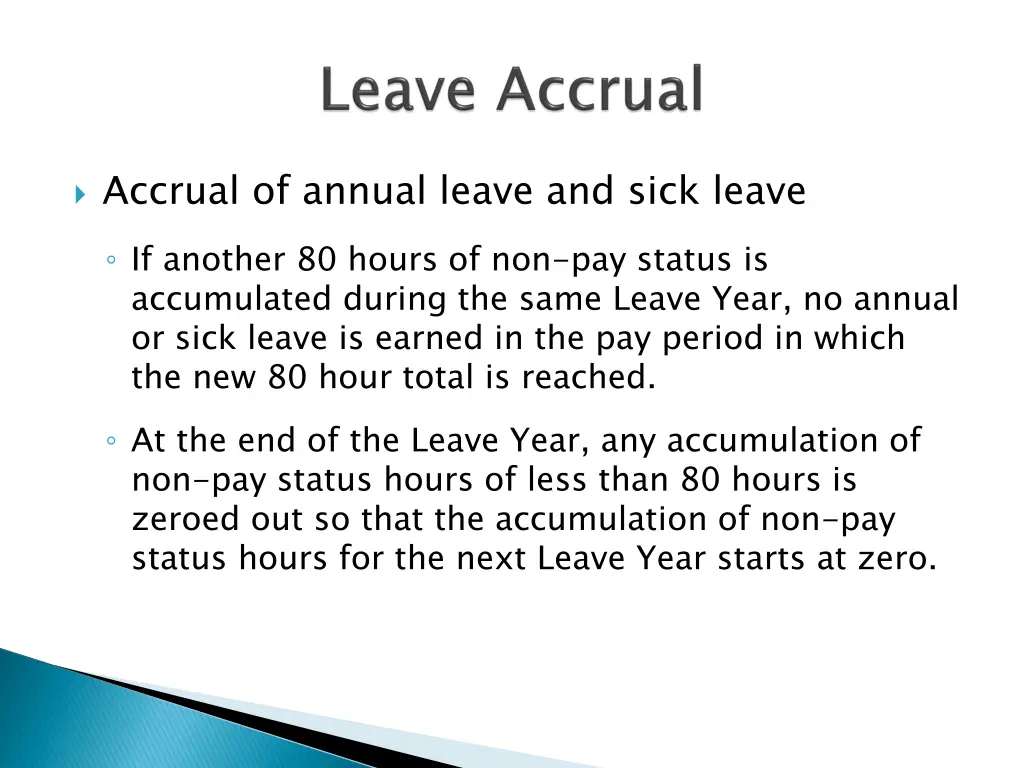 accrual of annual leave and sick leave if another