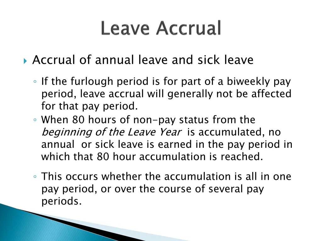 accrual of annual leave and sick leave