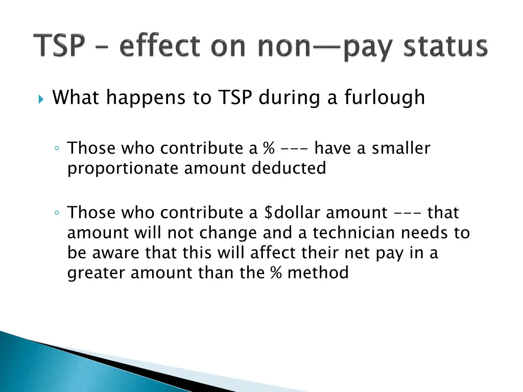 what happens to tsp during a furlough