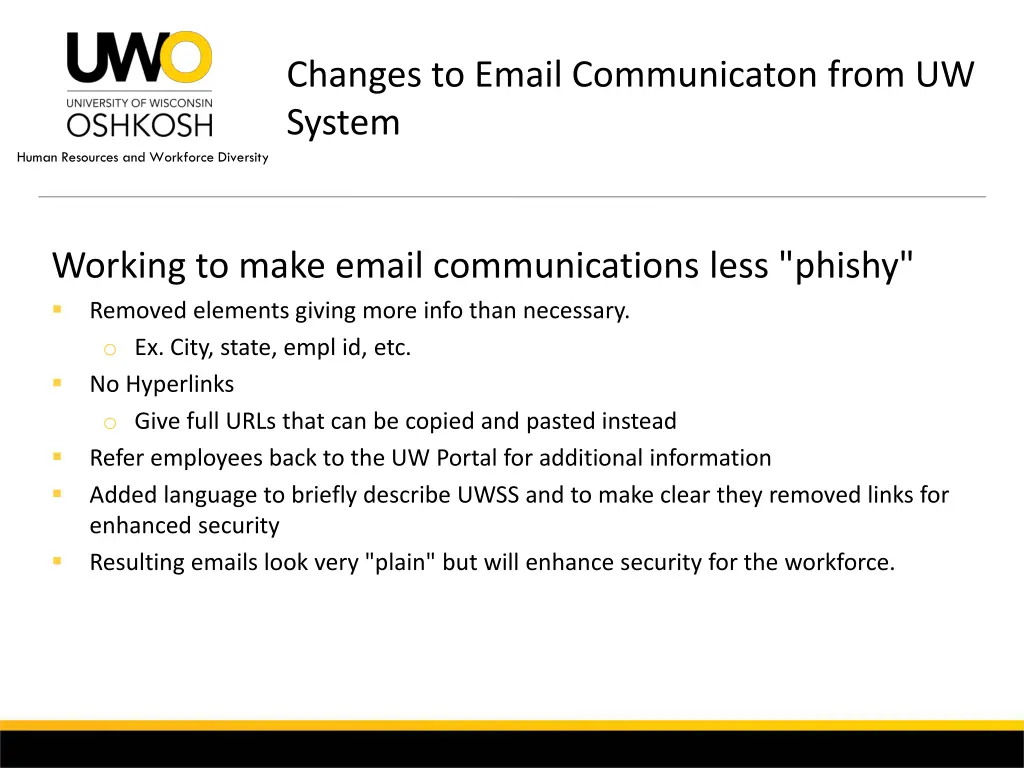 changes to email communicaton from uw system