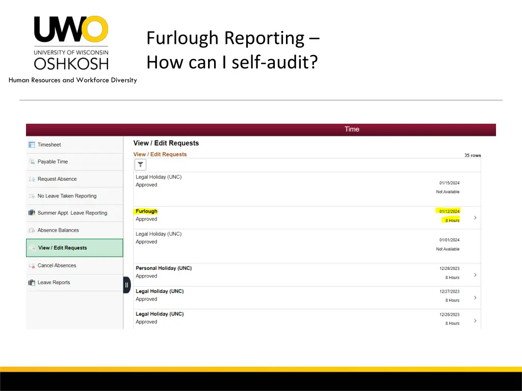 furlough reporting how can i self audit