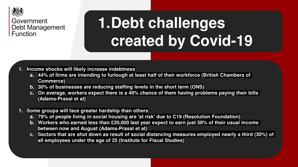 1 debt challenges created by covid 19