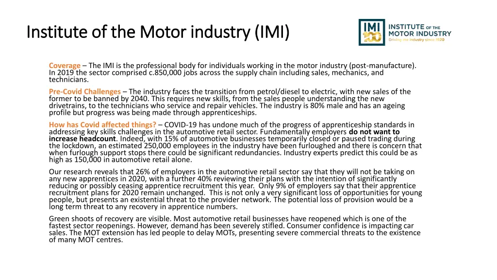 institute of the motor industry imi institute