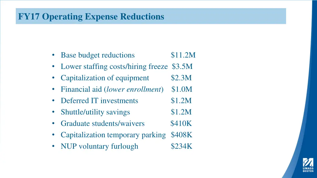 fy17 operating expense reductions