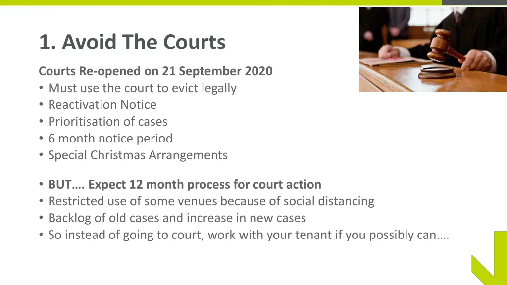 1 avoid the courts