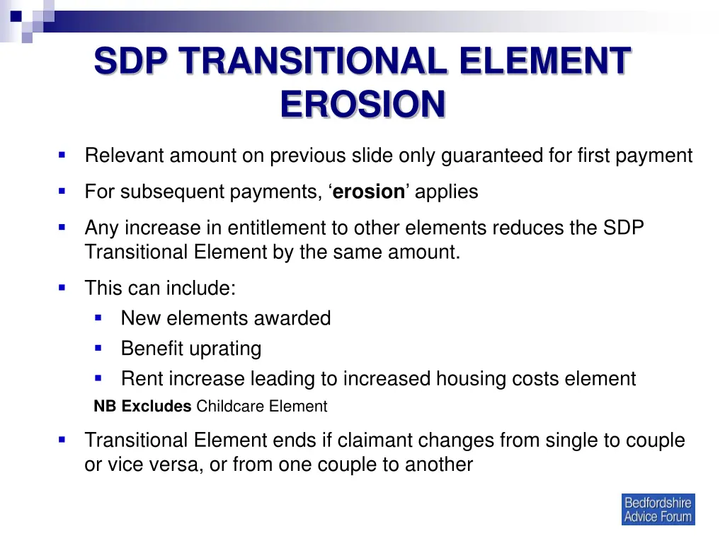 sdp transitional element erosion