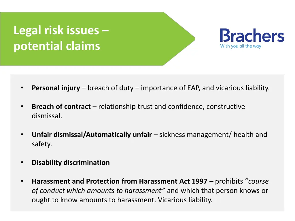 legal risk issues potential claims