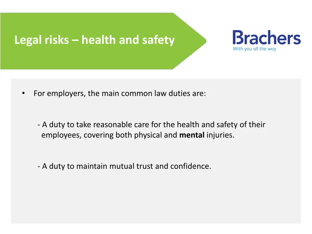 legal risks health and safety