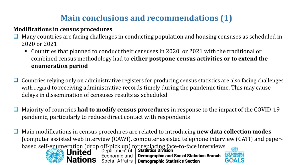 main conclusions and recommendations 1