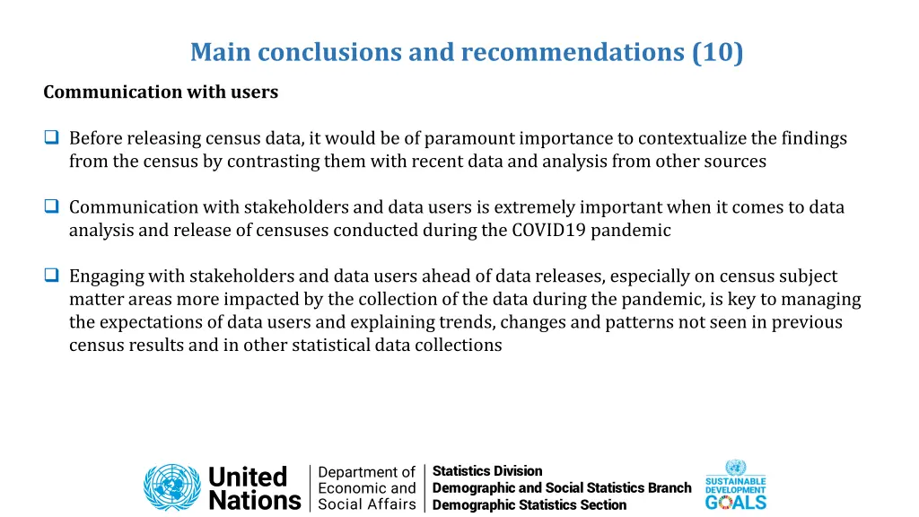 main conclusions and recommendations 10