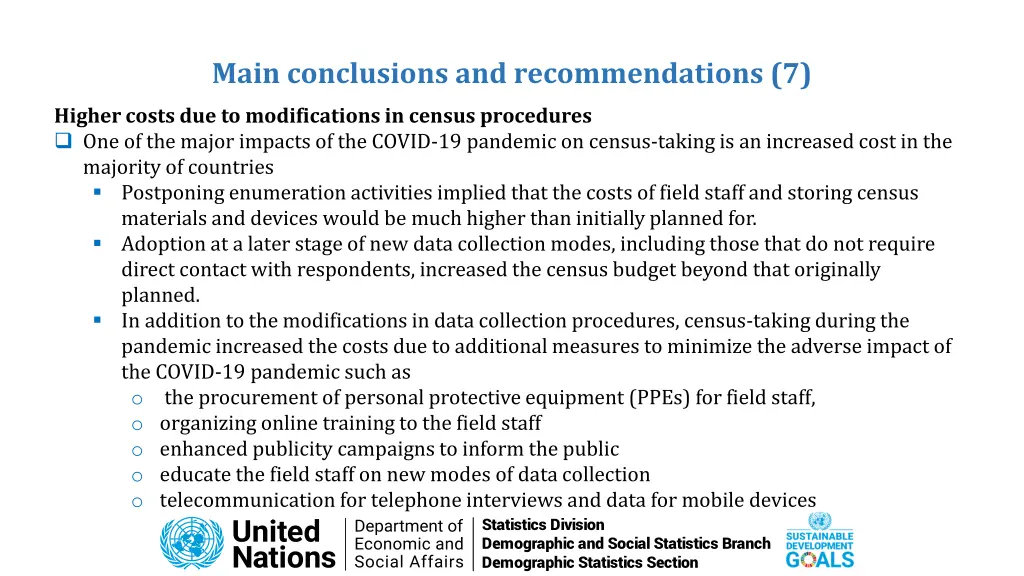 main conclusions and recommendations 7