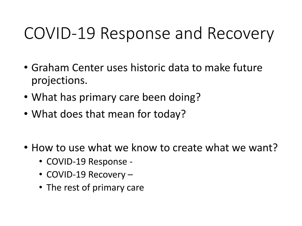 covid 19 response and recovery