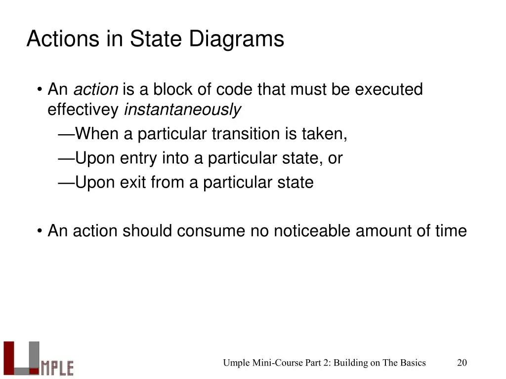 actions in state diagrams