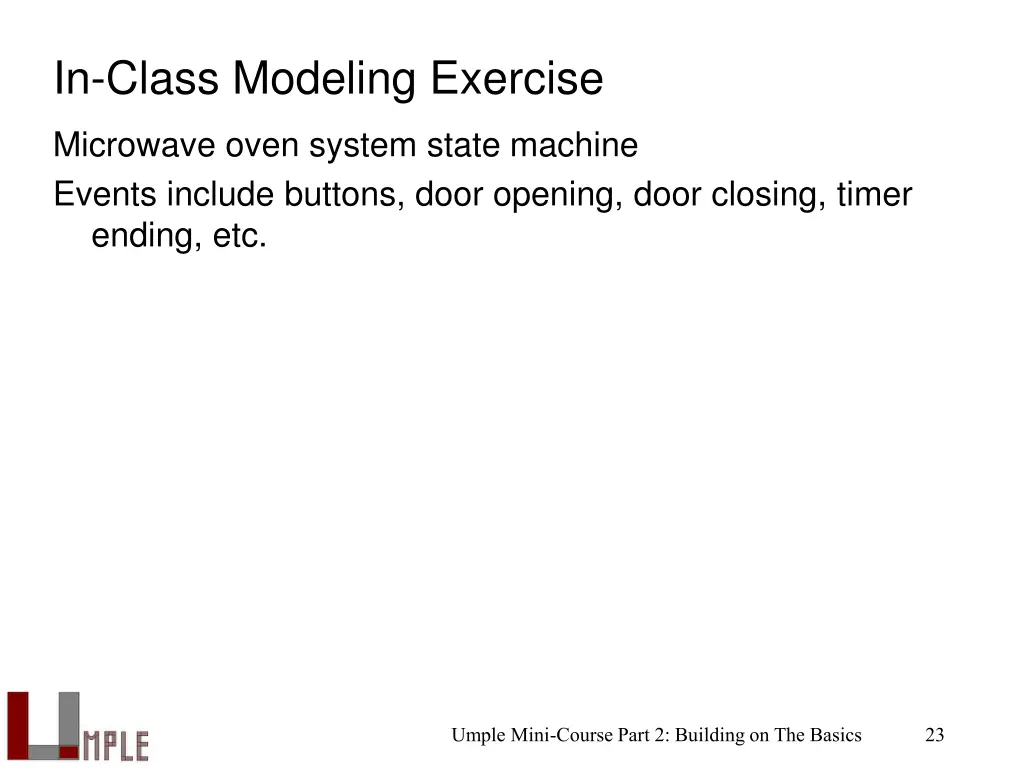 in class modeling exercise