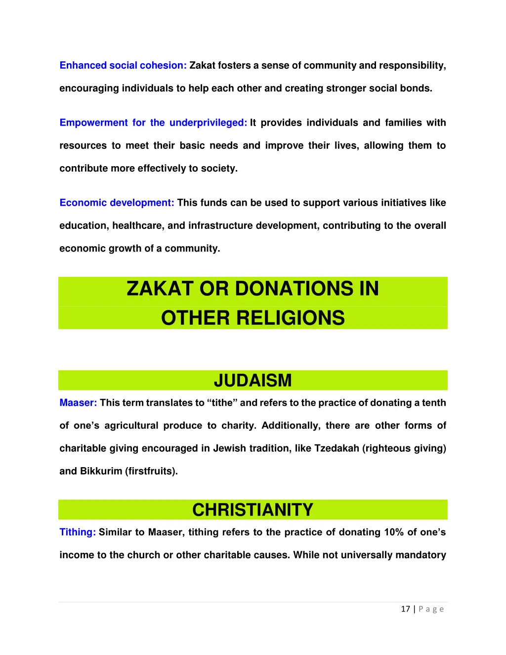 enhanced social cohesion zakat fosters a sense