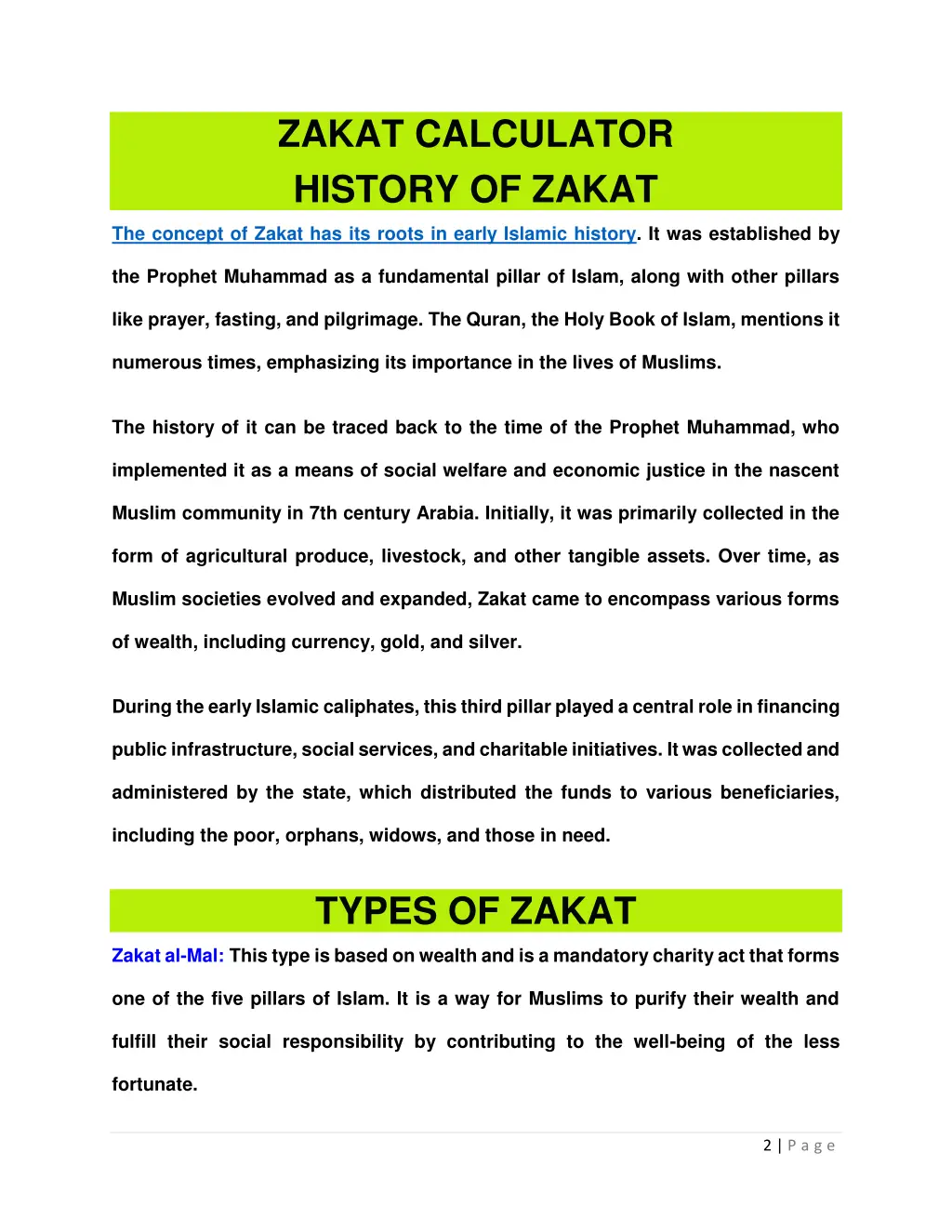 zakat calculator history of zakat