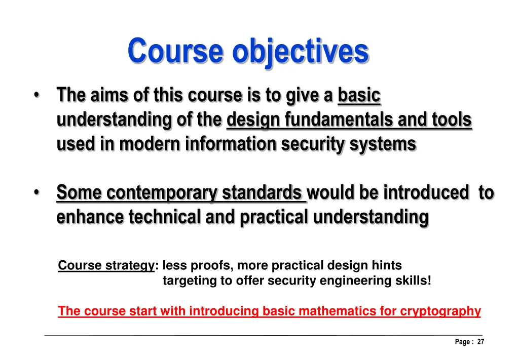 course objectives