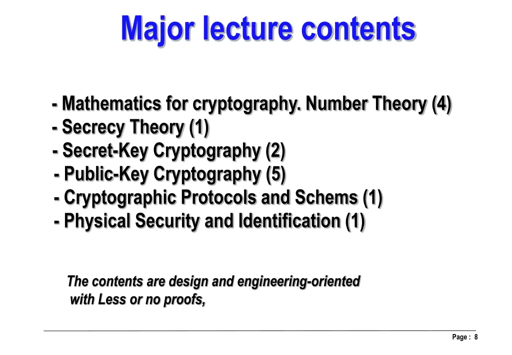 major lecture contents