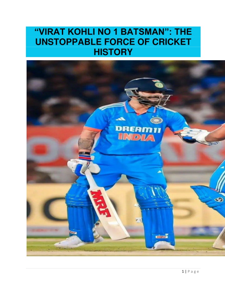 virat kohli no 1 batsman the unstoppable force