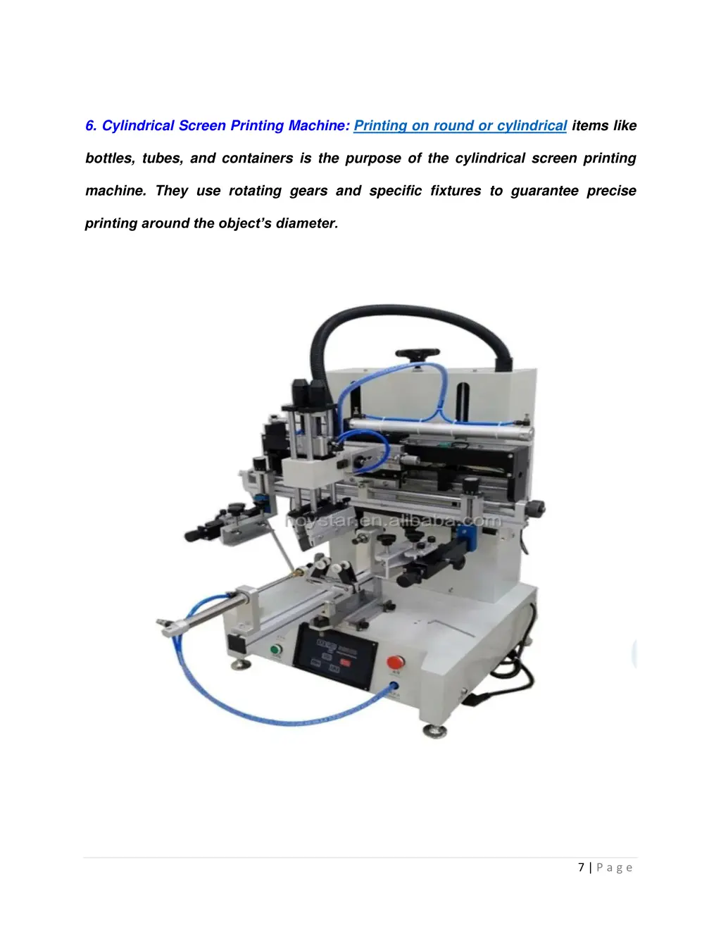 6 cylindrical screen printing machine printing