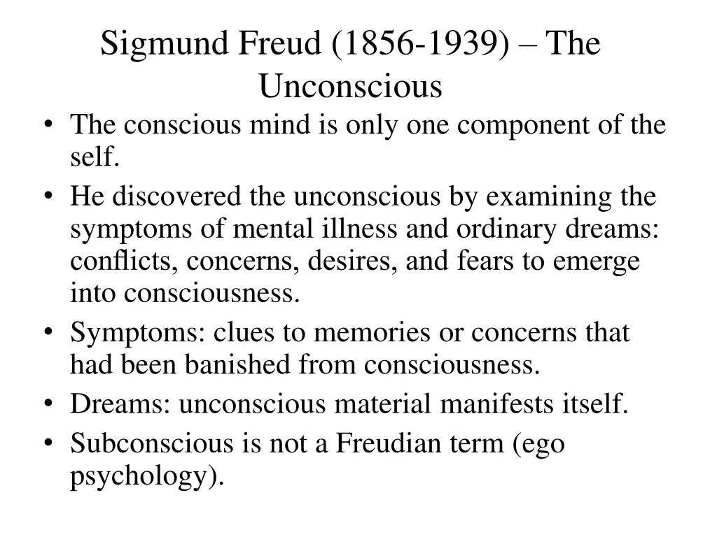 sigmund freud 1856 1939 the unconscious