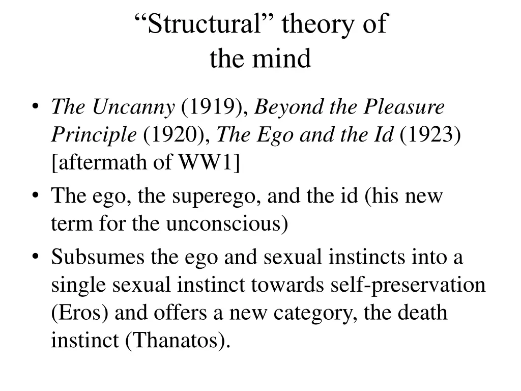 structural theory of the mind