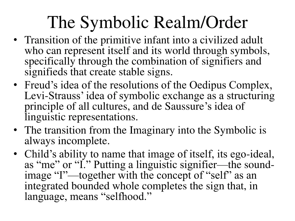 the symbolic realm order transition