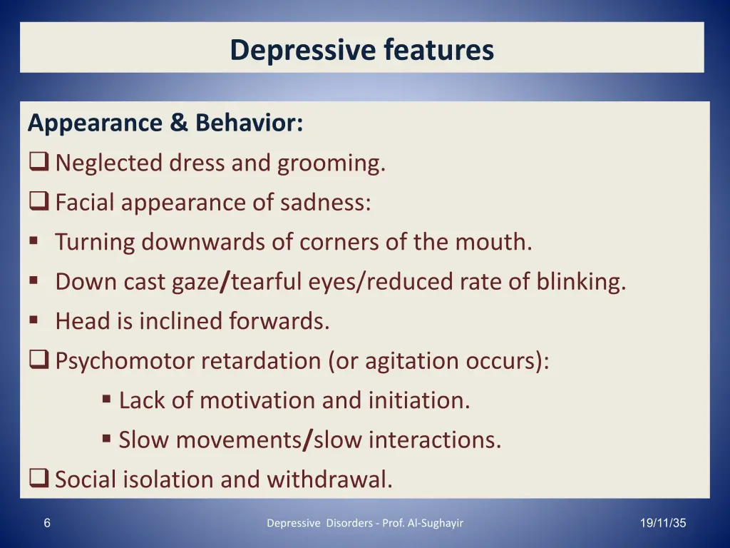 depressive features 1