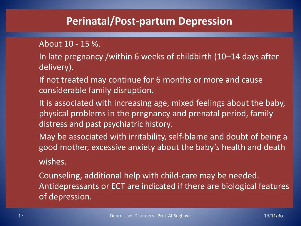 perinatal post partum depression