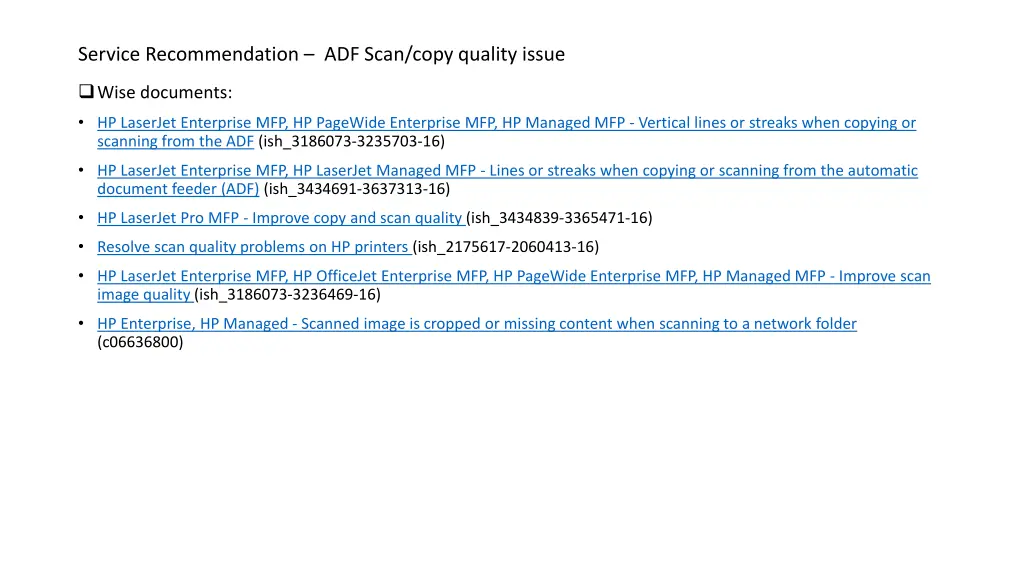 service recommendation adf scan copy quality issue 1