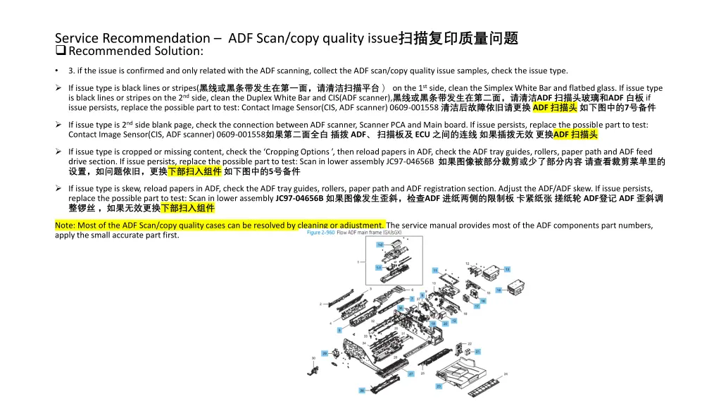 service recommendation adf scan copy quality