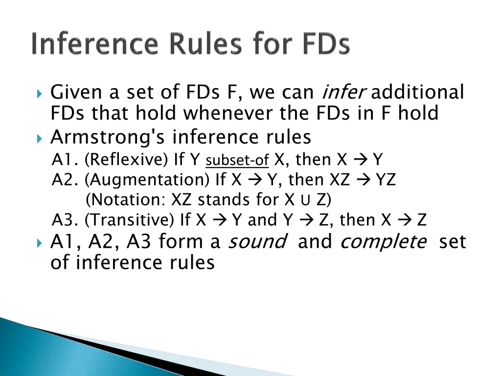 given a set of fds f we can infer additional