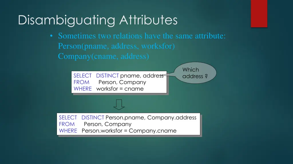 disambiguating attributes sometimes two relations