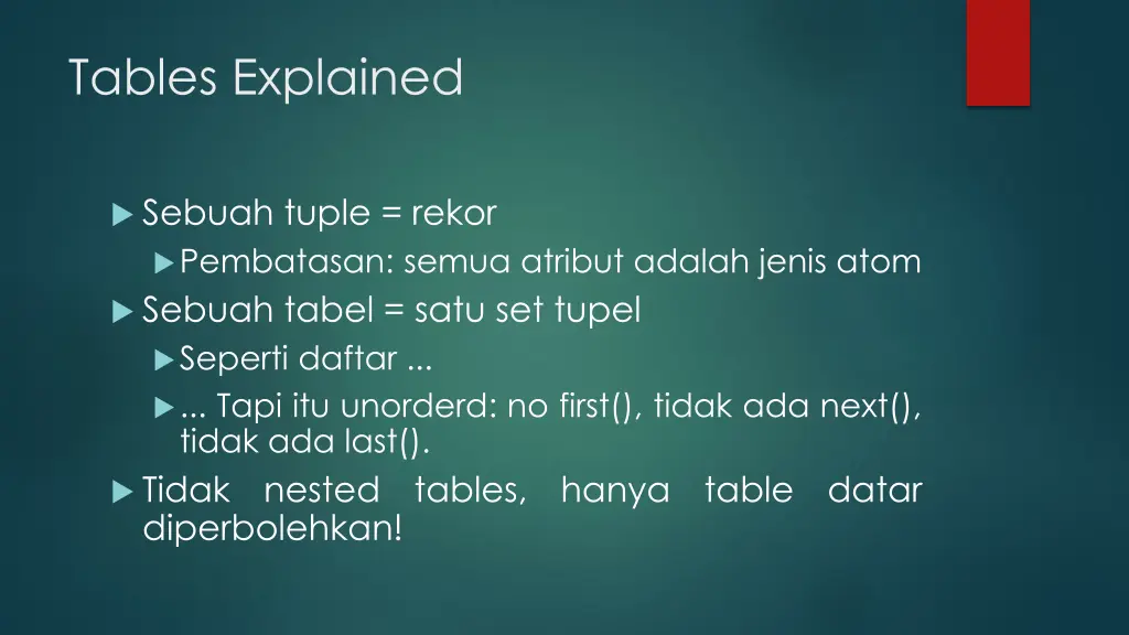 tables explained