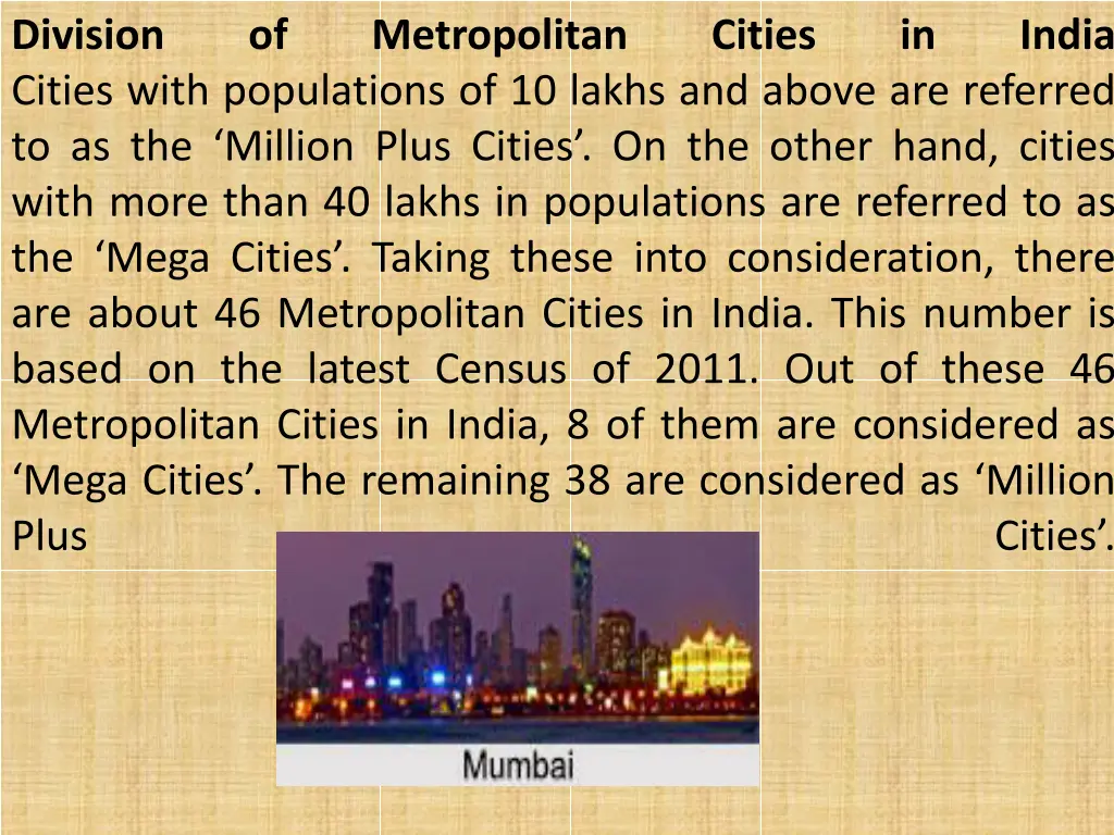 division cities with populations of 10 lakhs