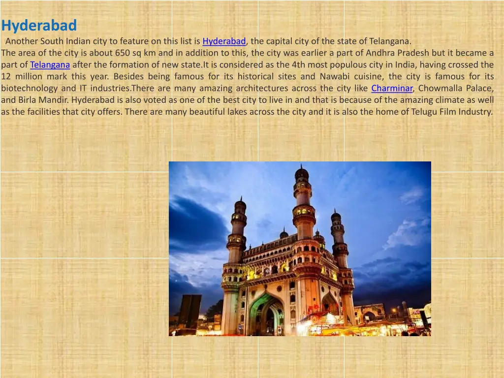 hyderabad another south indian city to feature