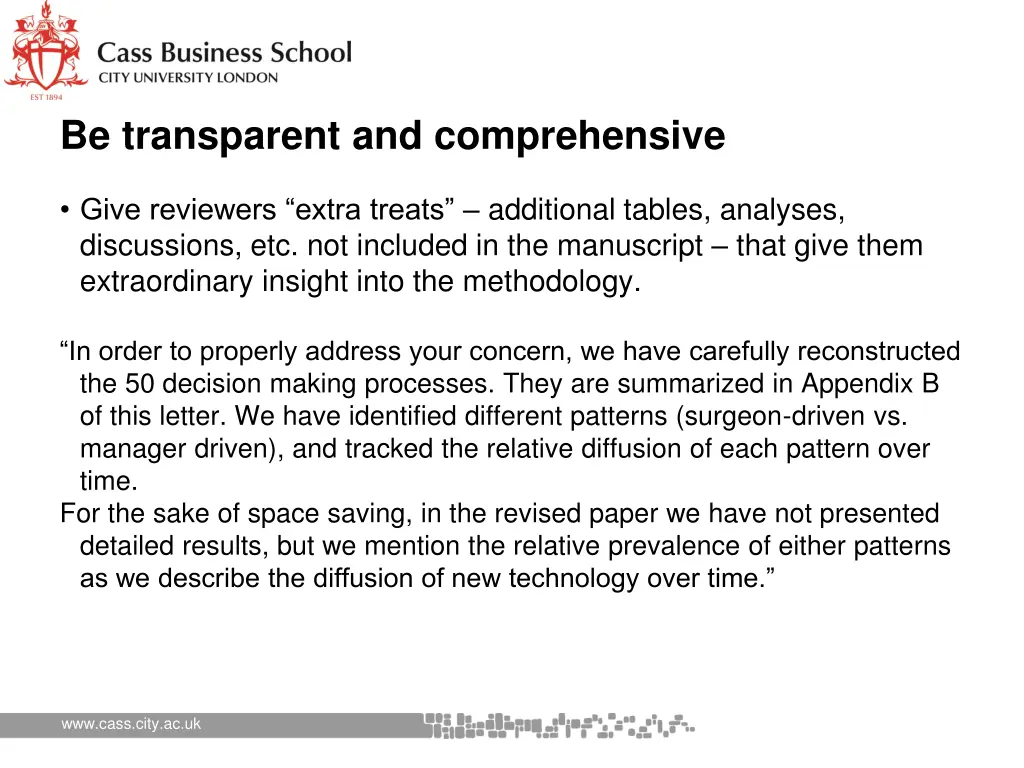 be transparent and comprehensive